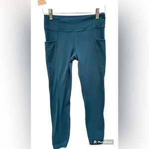 Athleta Girl Stash Your Treasures tights with pockets teal XL (14)